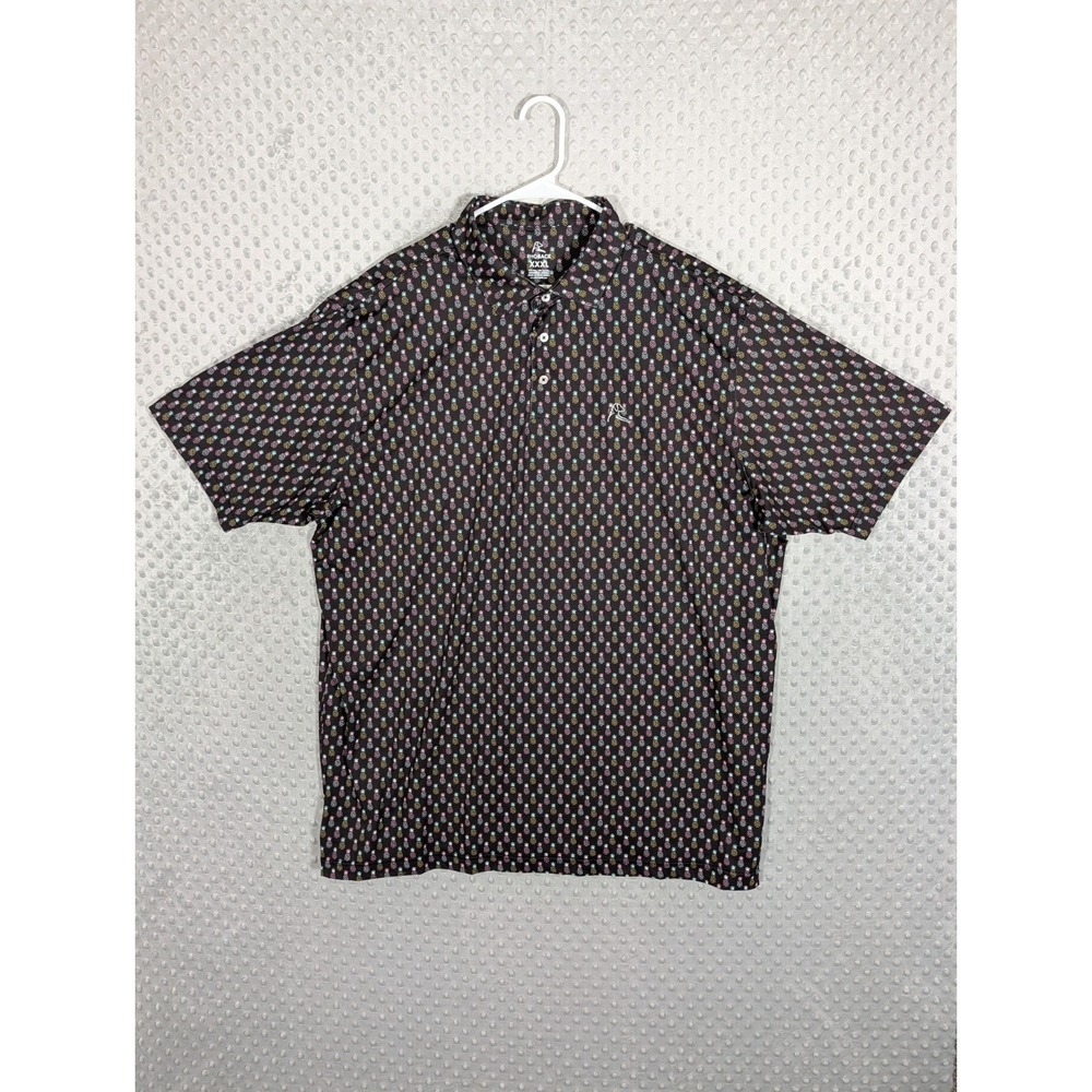 Rhoback Polo Shirt Men's 3XL Pineapple AOP Golf Performance Stretch Preppy